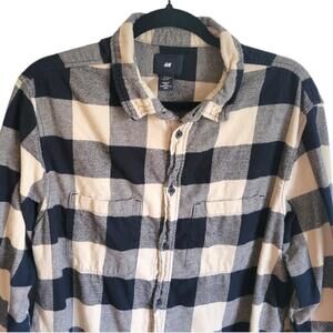 H&M Plaid Cotton Button Up Shirt Size